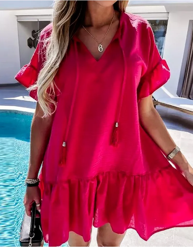 

Summer Fashion Colorful Geometric Print Loose Fluffy Midi Dress Female Casual Party or Shopping Plus Size Shoes FZ177