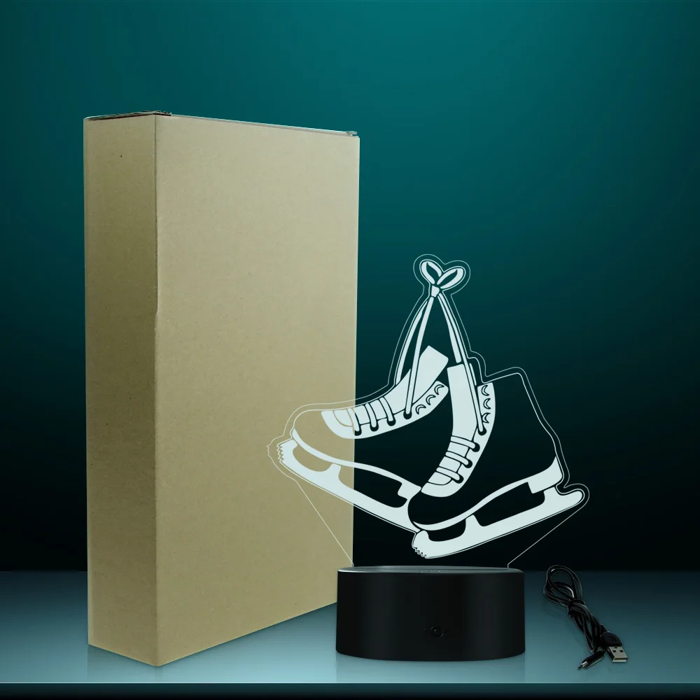 Новинка 3D ночной Светильник для катания на коньках спортивный акриловый