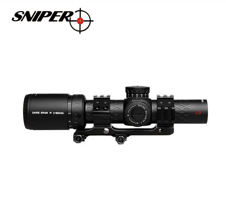 Снайперский LS 1-8X24 WA охотничий компактный оптический прицел тактический прицел Стекло гравированный Сетка Красный llluminate винтовка видеодатчик