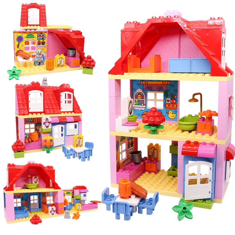 DIY джунгли Приключения строительные блоки большой размер сборные кирпичи дети