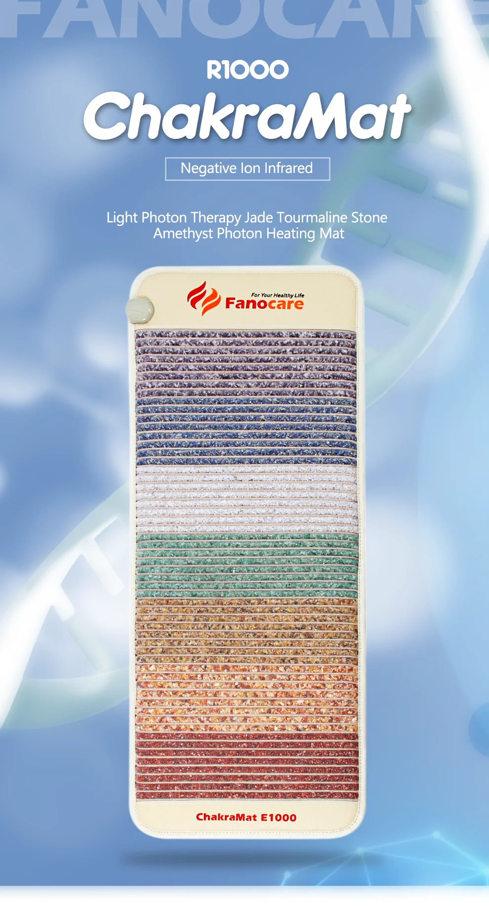 Fanocare ChakraMat Far инфракрасный PEMF терапевтический согревающий коврик отрицательный ион Магнитный Кристалл Аметист Матрас 150X60 см
