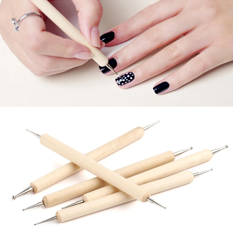 

5 шт./компл. точечный инструмент для ногтей 2 головки деревянные точечные ручки Стразы прибор для ногтей ручка для дизайна ногтей инструмент...
