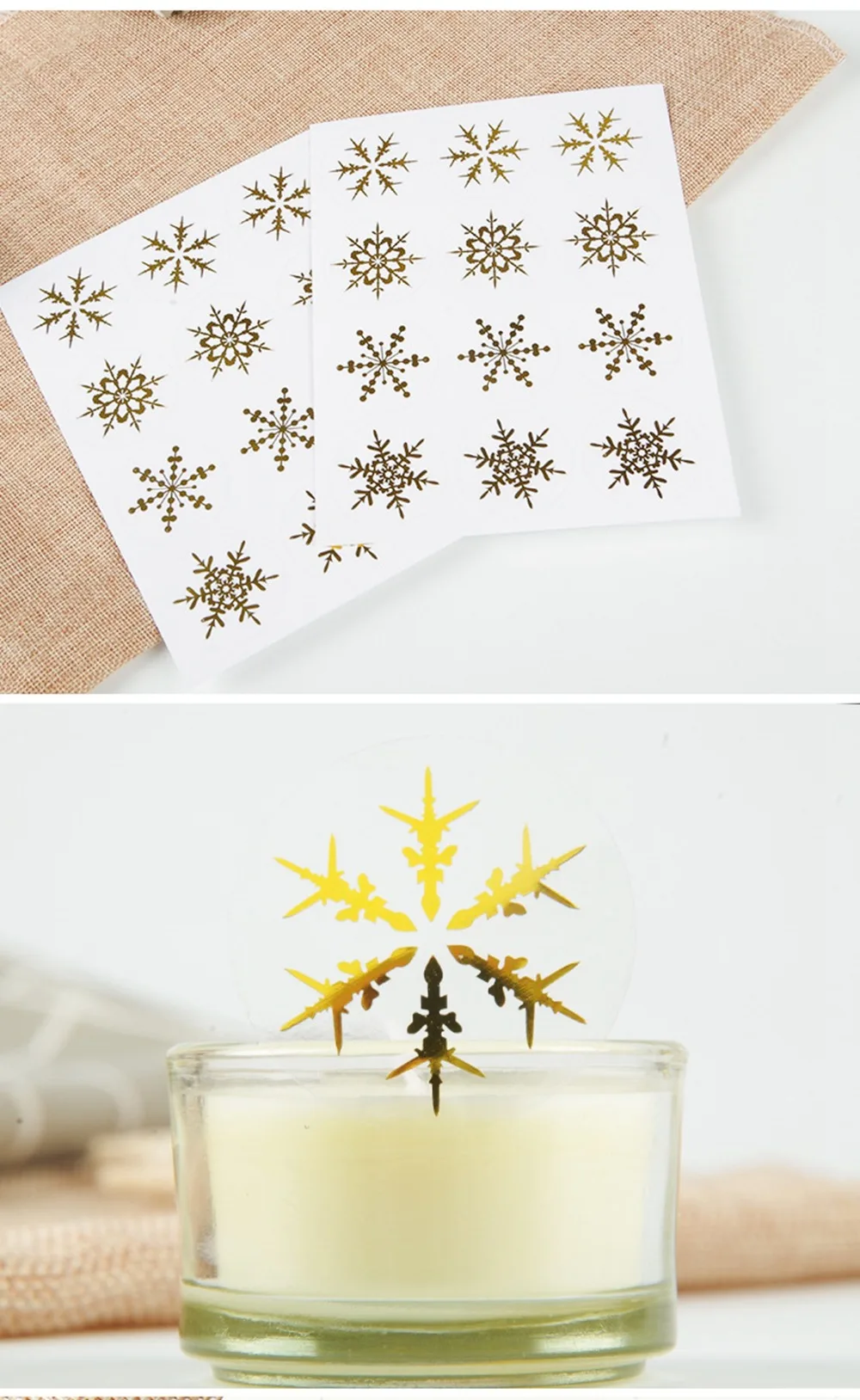Прозрачная Золотая Снежинка Рождественская наклейка для Обертывания подарков, декоративная наклейка, рождественские этикетки, конверты
