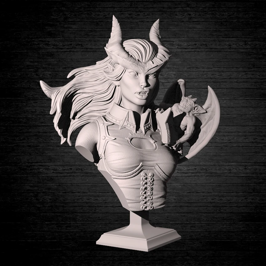 

60mm Resin Model Vampire and Bat Bust Figure Unpainted No Color RW-007-B