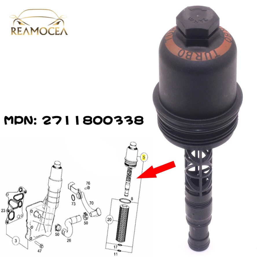 Крышка масляного фильтра Reamocea 2711800338 271 180 03 38 подходит для Mercedes Benz W212 E200 E250 R172 SLK200