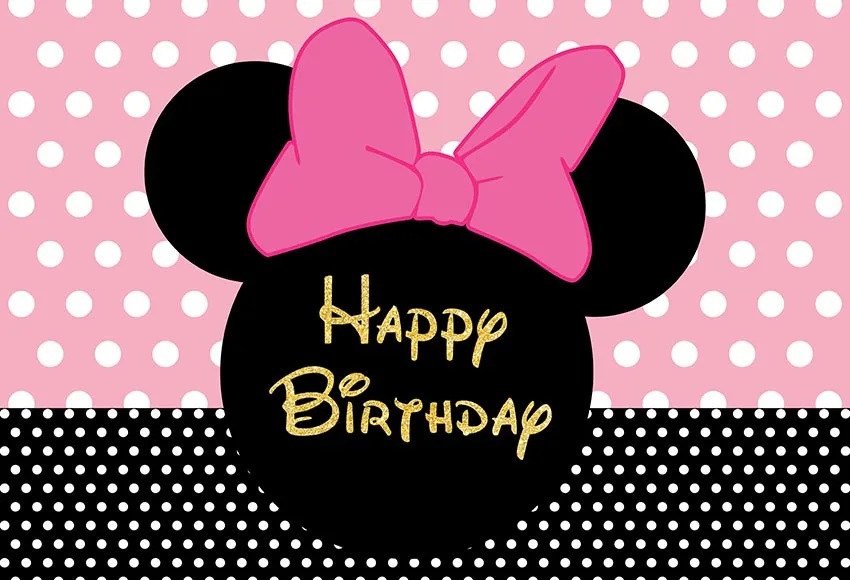 NeoBack Photography Backdrops Custom Pink Minnie Mouse Birthday Party Backdrop Personalised Decor Backdrop Photo Studio Banner