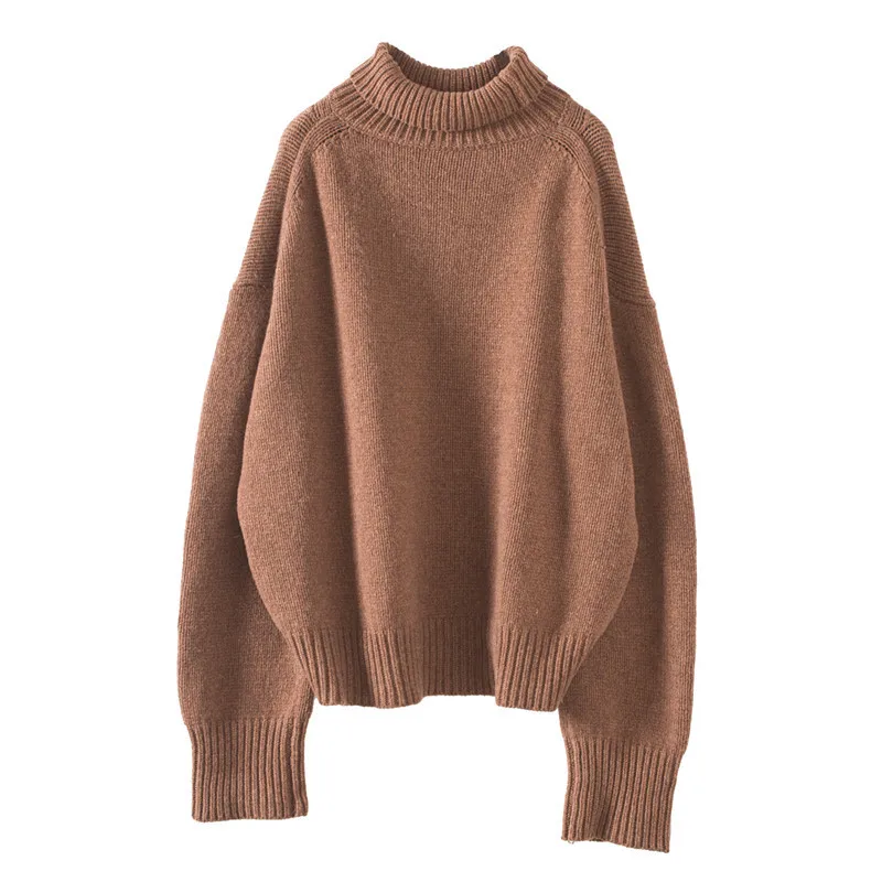 Женские вязаные Джемперы свободные и удобные свитера с высоким воротником зима