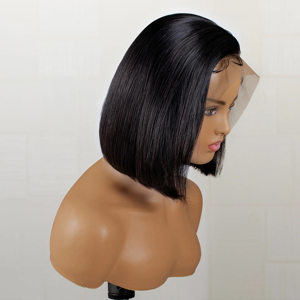 

12Inch Blunt Cut Short Bob Straight Synthetic Lace Front Wig Glueless 13x4 Synthetic Lace Wigs For Women Daily Wear180%Density