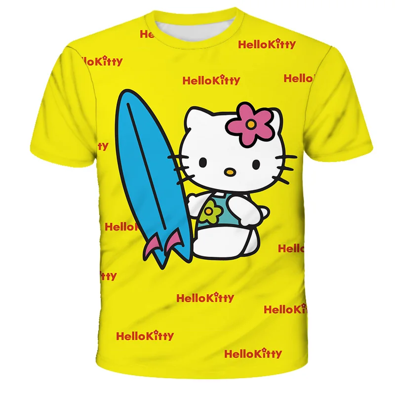 Футболка с принтом hello kitty Модная рубашка для девочек Высококачественный и