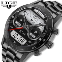 lige mens smart watch heart rate monitor ip68 waterproof sports watch answer dial bluetooth call smartwatch men for android ios
