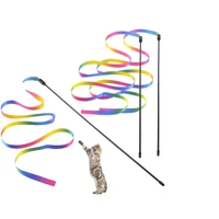 funny cat stick rainbow ribbon cat toy pet toys double sided rainbow ribbon interactive stick supplies funny cat funny dog