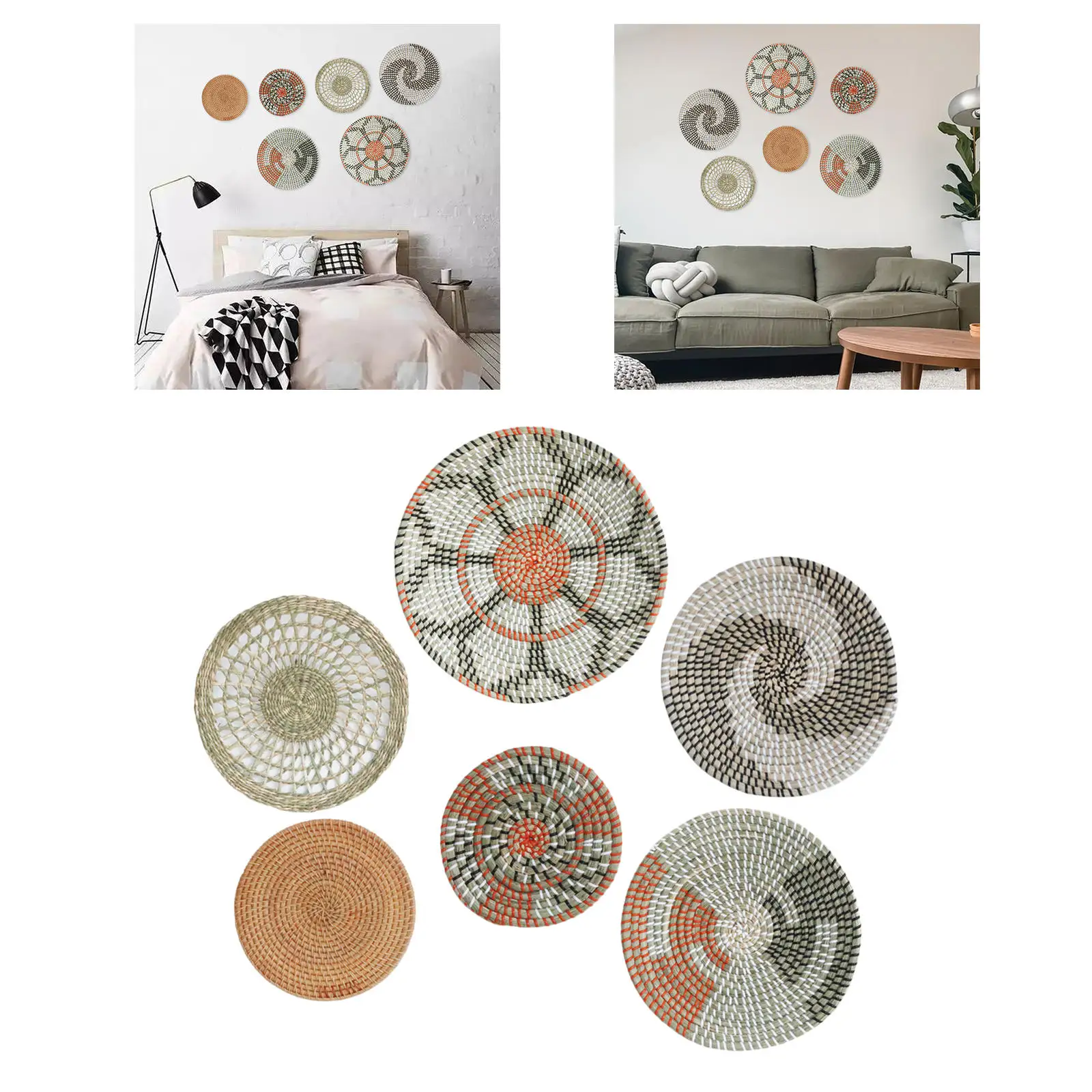 Плоский плетеный Настенный декор плетеная корзина из морских водорослей