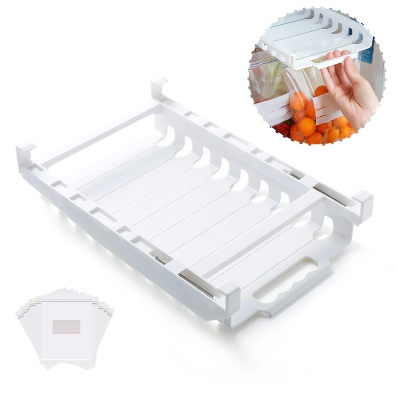 Refrigerator Ziplock Bag Organizer Pull Out Hanging Drawer Sliding Rails Telescopic Fridge Freezer Storage Rack Clip