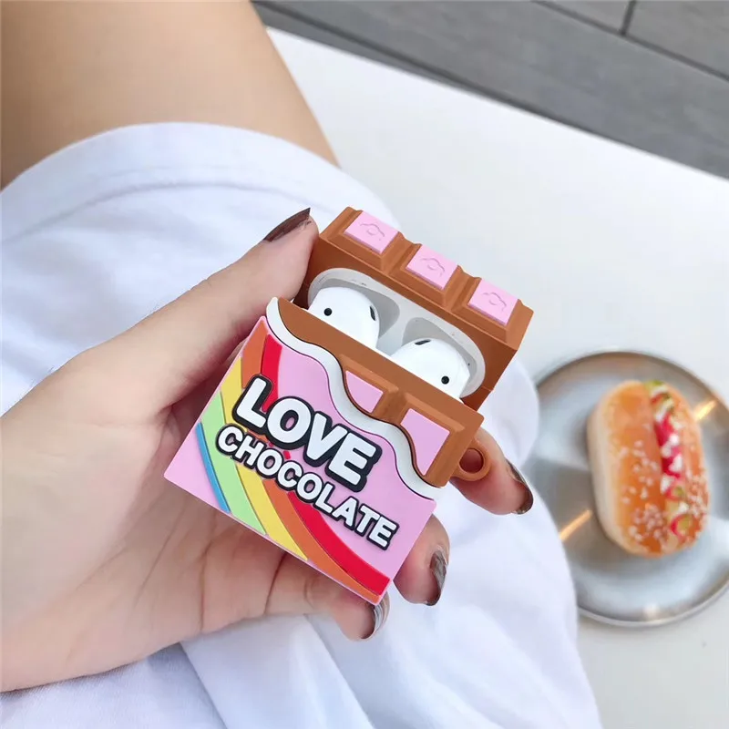 

For AirPod 1 2 Case 3D Love Chocolate Cartoon Soft Silicone Wireless Earphone Cases For Apple Airpods Case Cute Cover Funda
