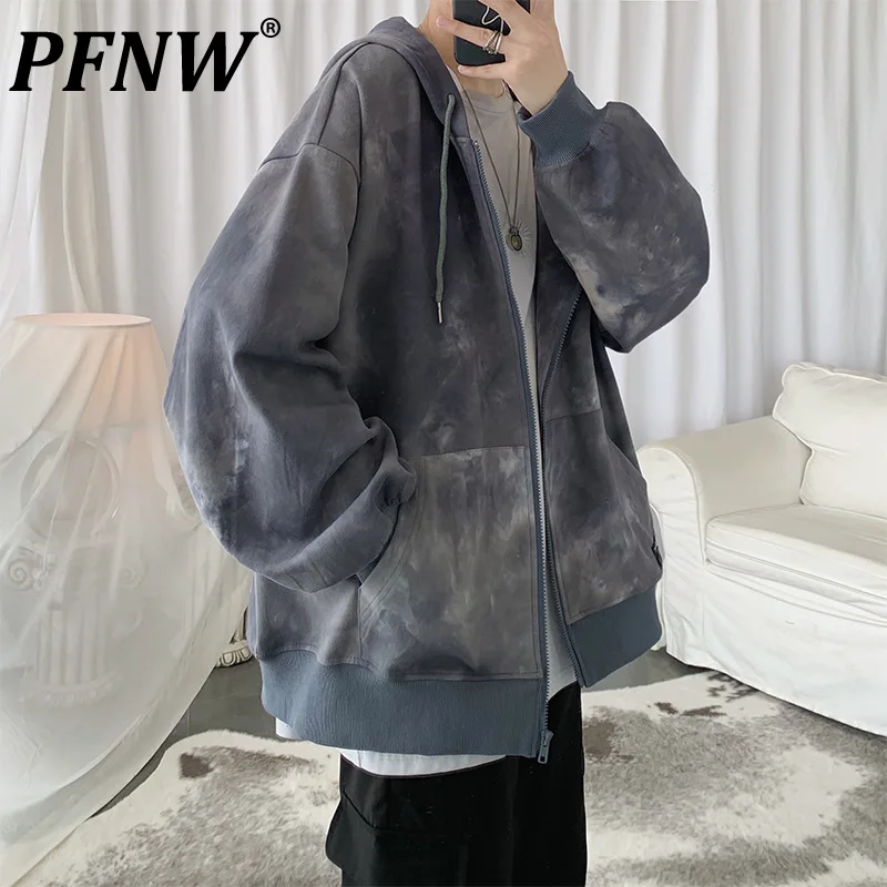 

PFNW Tie Dyed Coat Men's Loose Korean Fashion Cardigan Hoodies Fashion Sweater All-match Winter Couple Ins Pullover Tide 12X0176