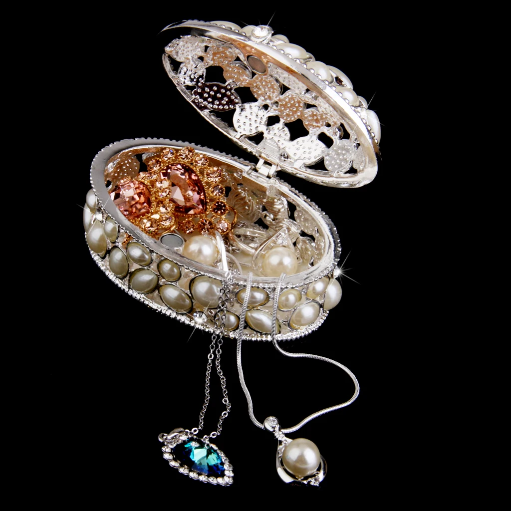 Винтажная Хрустальная коробка для безделушек с искусственным жемчугом