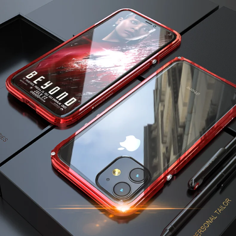 Роскошный металлический корпус для iPhone 11 Pro Max чехол механический Алюминиевый металлический бампер и акриловый чехол для iPhone 11 Pro/Max задняя крышка