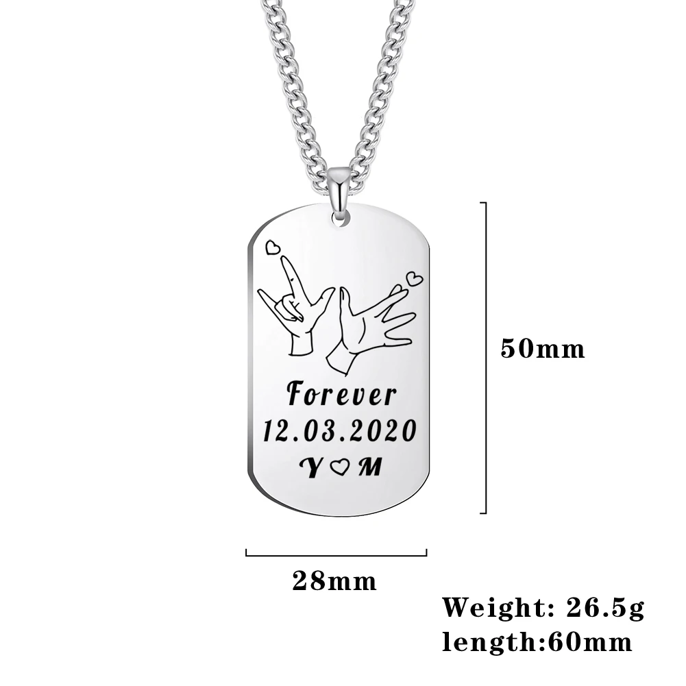 

Lucktune Custom Asian Finger Heart Pendant Necklace for Women Print Name&Date Cute Love Gesture Stainless Steel Body Jewelry