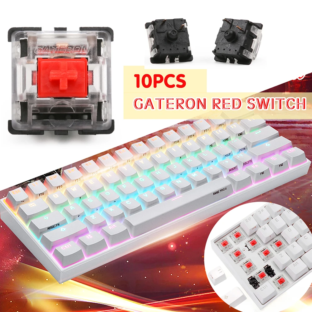 10 шт./упак. 3Pin Gateron переключатель линейный красный Переключатель Клавиатуры для