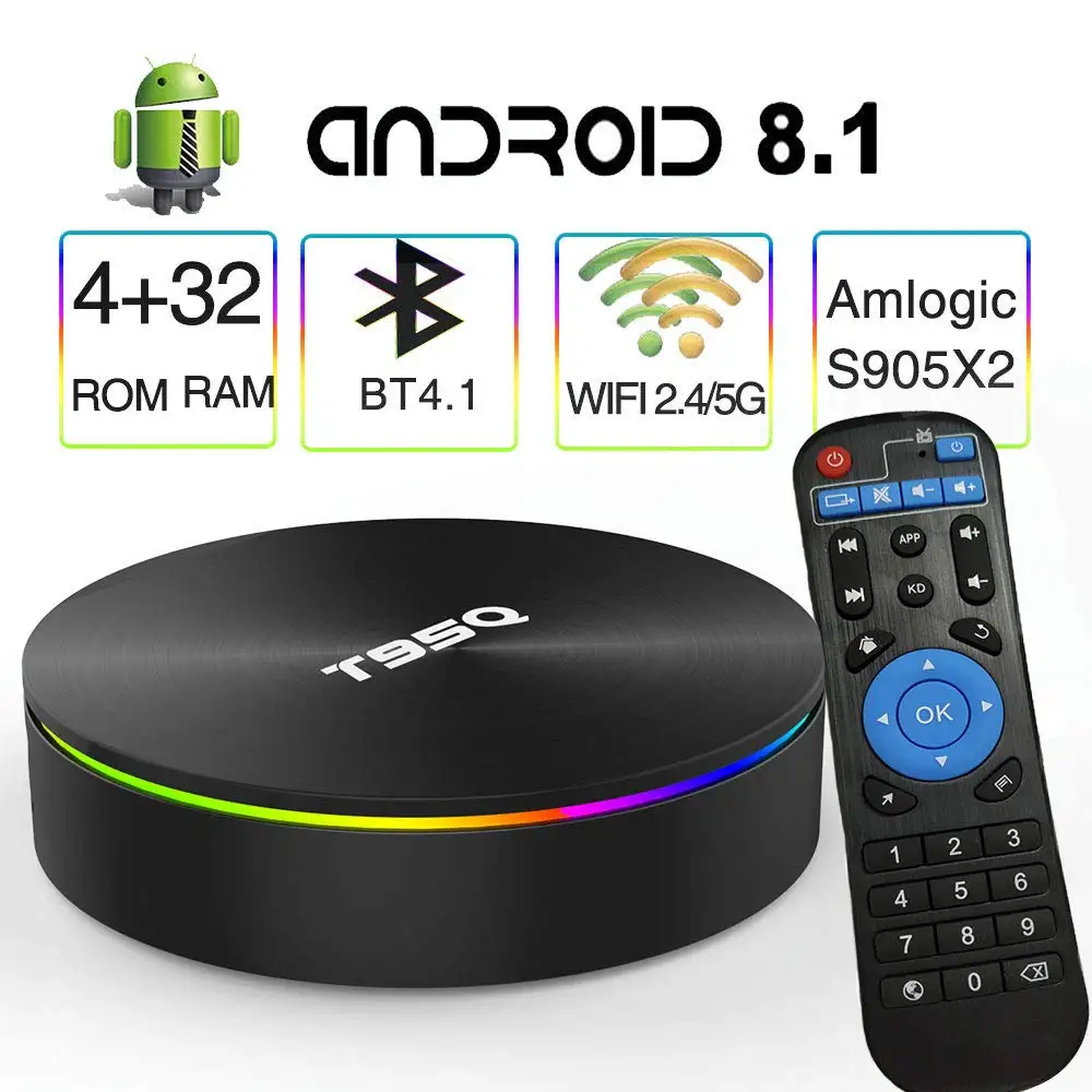 Ilebygo 4 Гб 64 ГБ Android 8 1 ТВ приставка Amlogic S905X2 четырехъядерный смарт Box2.4G и 5 ГГц Wifi BT4.1