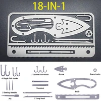 18 in 1 multi tool fishing gear hook card outdoor equipment survival hunting emergency survival edc hiking camping tools sac