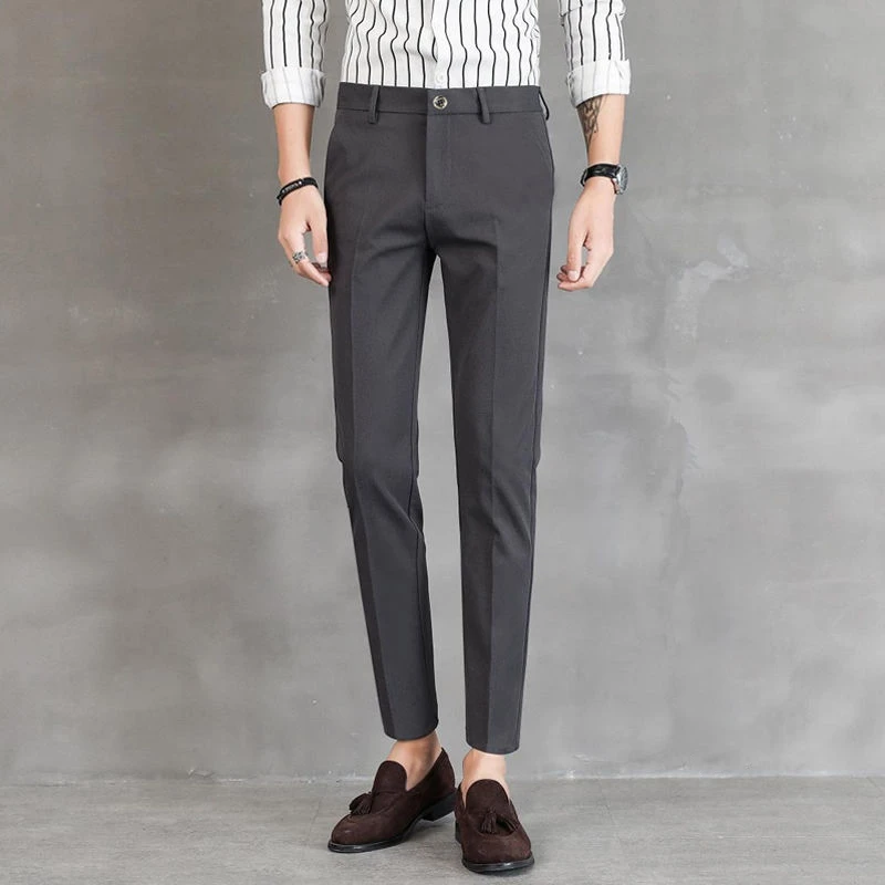 

Pants Men Casual Black Work Pants Business Ankle length Trousers No Iron Summer High quality