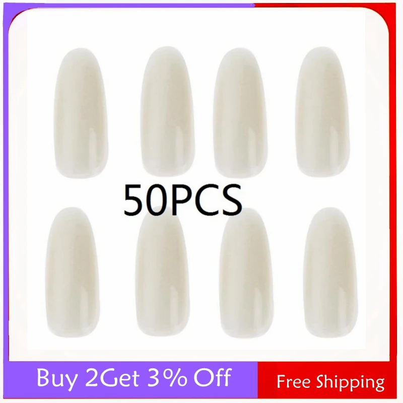 Лидер продаж 50 дюймов натуральные белые ультратонкие накладные ногти с круглым