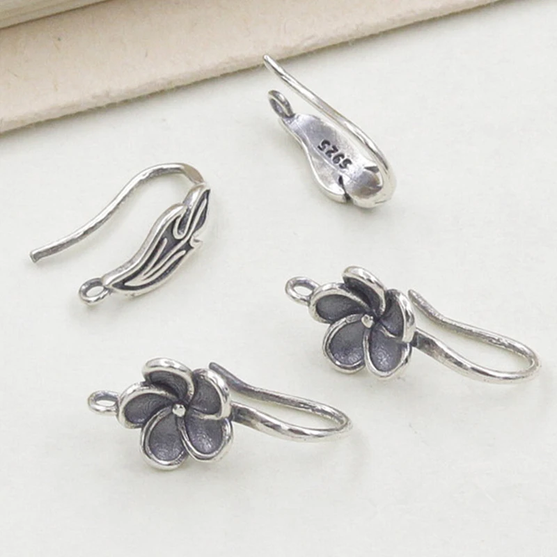 1pair 925 Sterling Silver Vintage Leaves Flowers Earring Findings Clasps Hooks Fittings DIY Jewelry Making Supplies Accessories