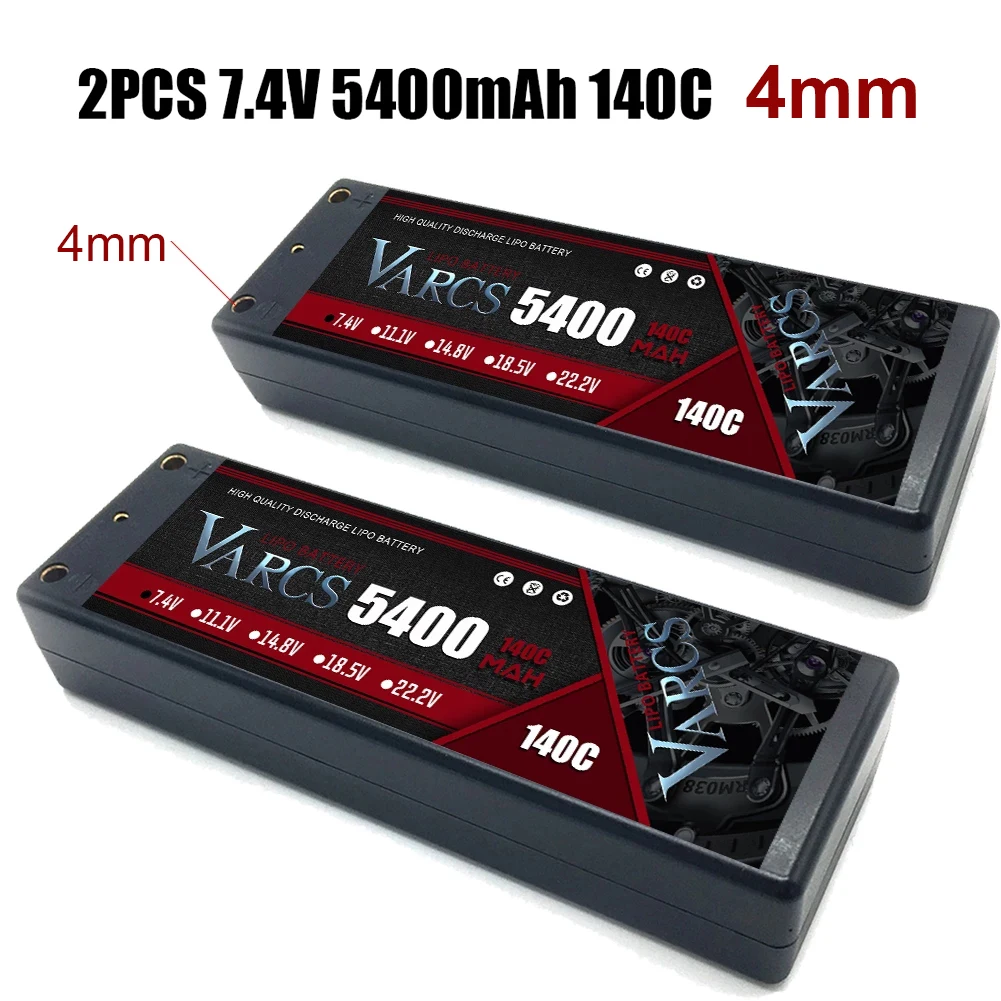 Bater&iacute;a VARCS 2S Lipo 7,4 V, 8400mah, 7000mah, 6500mAh, 5400mah, 130C, 140C, 120C, 140C, carcasa dura para RC1/8 /10, coche, Buggy, cami&oacute;n, barcos, 2 uds.-3