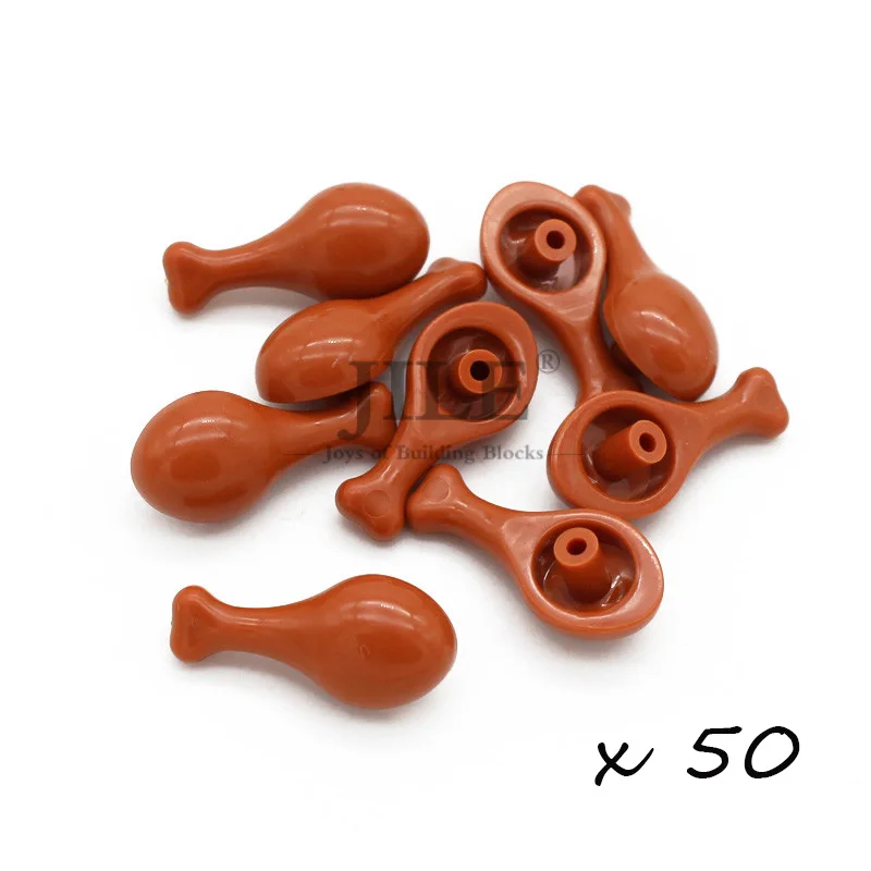 33057 drumstick50pcs Moc Food Building Blocks Fruit Apple Banana Frish Dish Drumstick Sausage Bone DIY Bricks Bulk Set Compatible with City View Toys - Цвет: 33057 drumstick50pcs