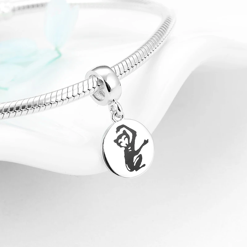 Круглая форма 12 Китайский Зодиак обезьянка 925 стерлингового серебра Изящные