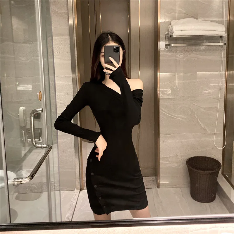 

BLLOCUE Autumn Long Sleeve Dress Women Fashion V-Neck Bodycon Sexy Dress Party Female Winter Casual Mini Dress Vestidos