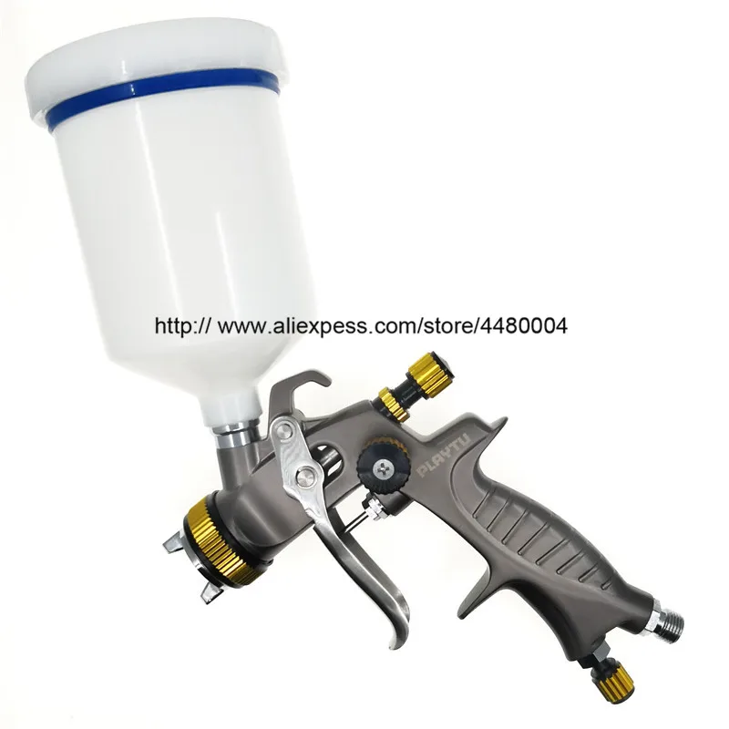 600CC Plastic pot Краскопульт для защиты окружающей среды, распылитель, 1,3 мм, высокое качество, для мебели автомобиля, листового металла, краска - Цвет: 600CC Plastic pot