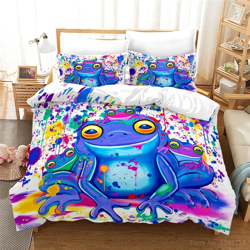 Комплект постельного белья с рисунком лягушки комплект пододеяльником и
