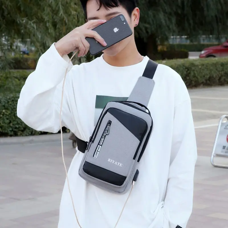 

Large-capacity personalized one-shoulder diagonal bag USB charging outdoor sports and leisure multi-function chest bag men's bag