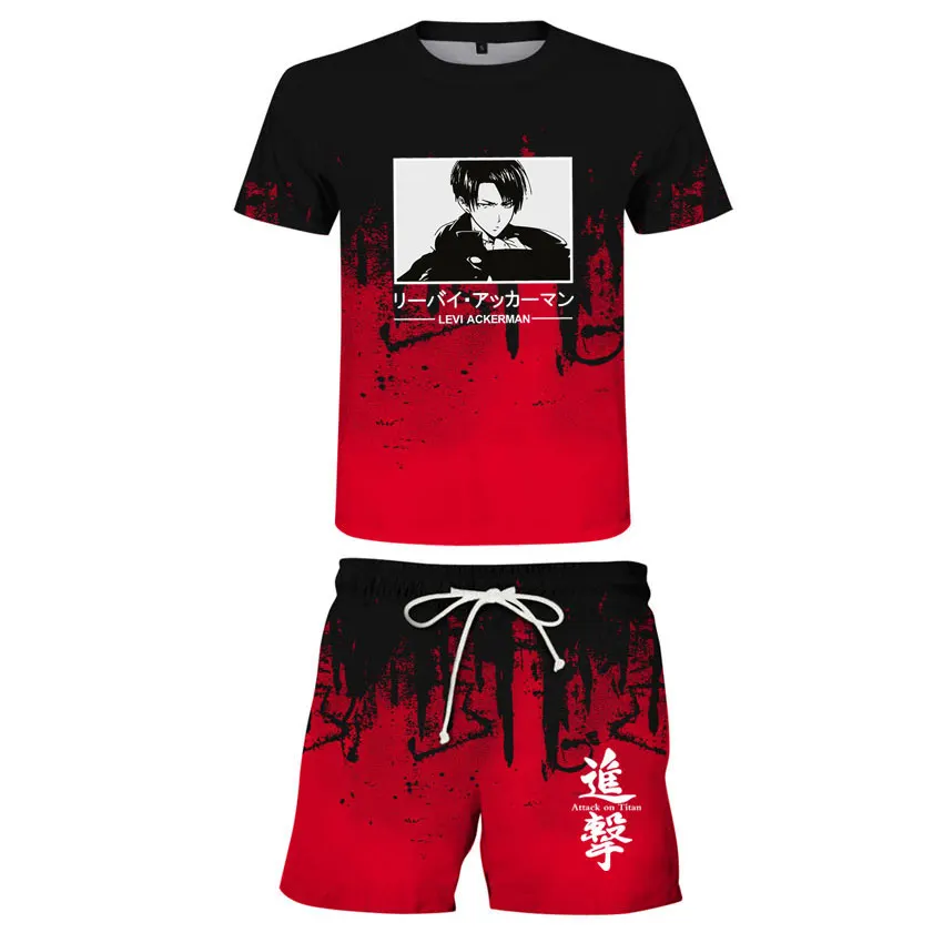 Футболка и шорты для мальчиков с коротким рукавом 3D принтом атака на