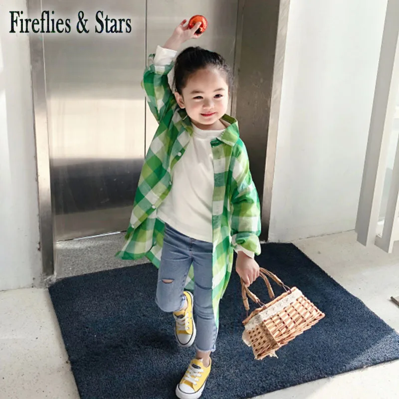 Весенне осенняя Блузка для девочек длинная рубашка малышей Детский кардиган