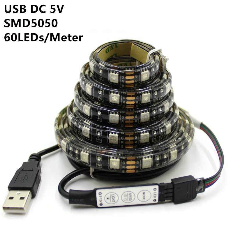 USB LED Strip 5V SMD5050 RGB Changeable LED TV Background Lighting 50CM 1M 2M 3M 4M 5M DIY Flexible LED Light