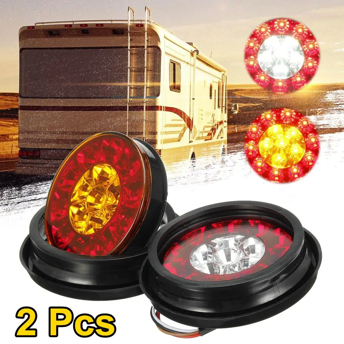 Автомобильный Круглый светодиодный красный задний фонарь IP67 Водонепроницаемый