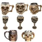Кружка пивная в стиле ретро, кружка с 3D черепом, Набор кружек для кофе, эспрессо, ручной работы, пивная кружка, чайный стакан, стакан для виски, посуда для напитков
