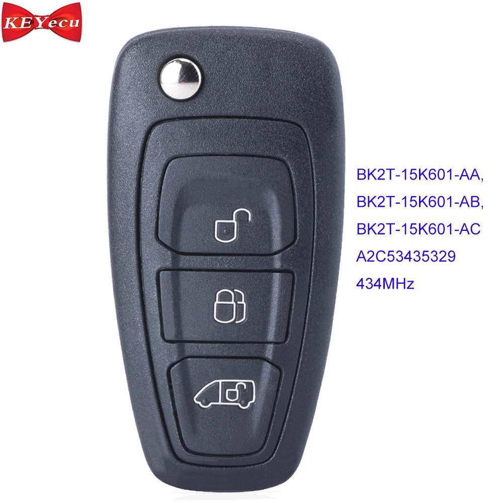 KEYECU для Ford Transit Custom 2014 2015 2016 дистанционный брелок ключей BK2T-15K601-AA/ AB/ AC 434MHz ASK ID63 Chip |