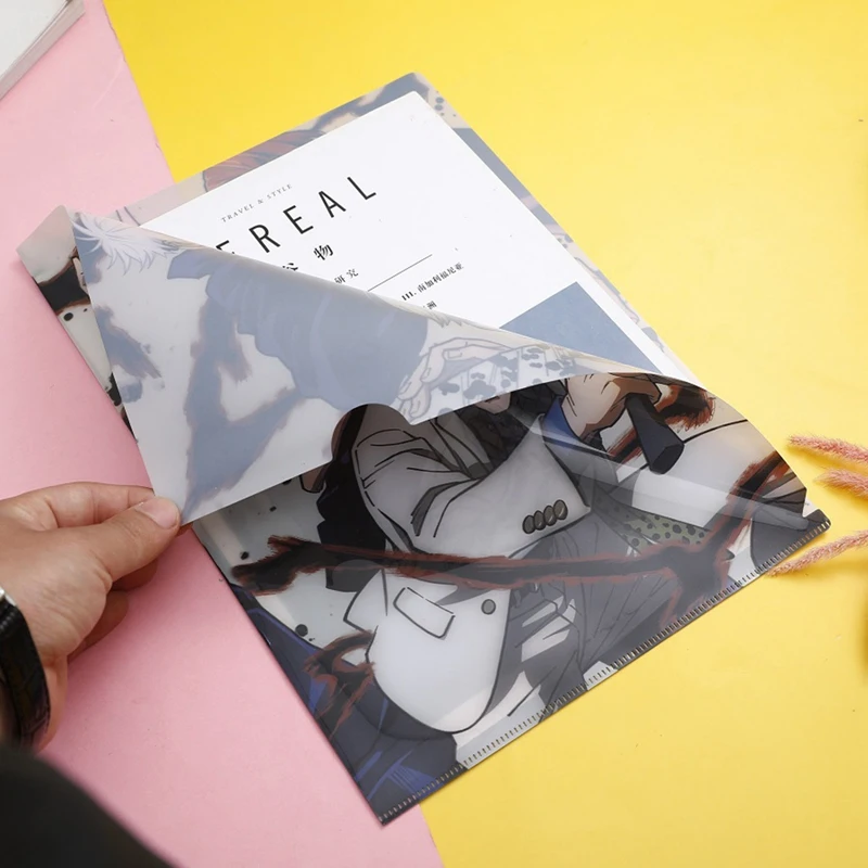 

Hot Anime Jujutsu Kaisen Magan Figures Pattern A4 File Bag PVC L-shape Document Holder Student Lecture Test Paper Organizers