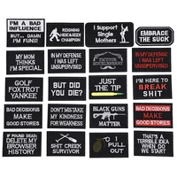 20 pcs tactical morale slogans army military badge labels ironing embroidered stickers stick on for hats backpack clothes patch