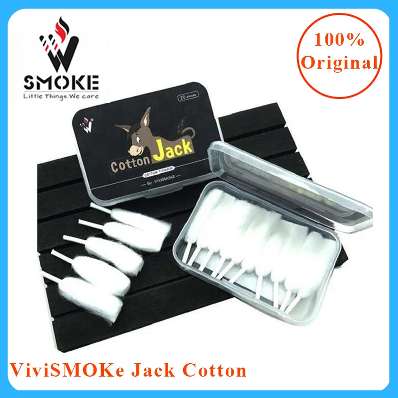 

20pcs ViviSMOKe Jack Cotton Vape Cotton Pre-loaded organic Cotton for DIY RDA RBA Atomizer Coil Wick vs Firebolt Cotton