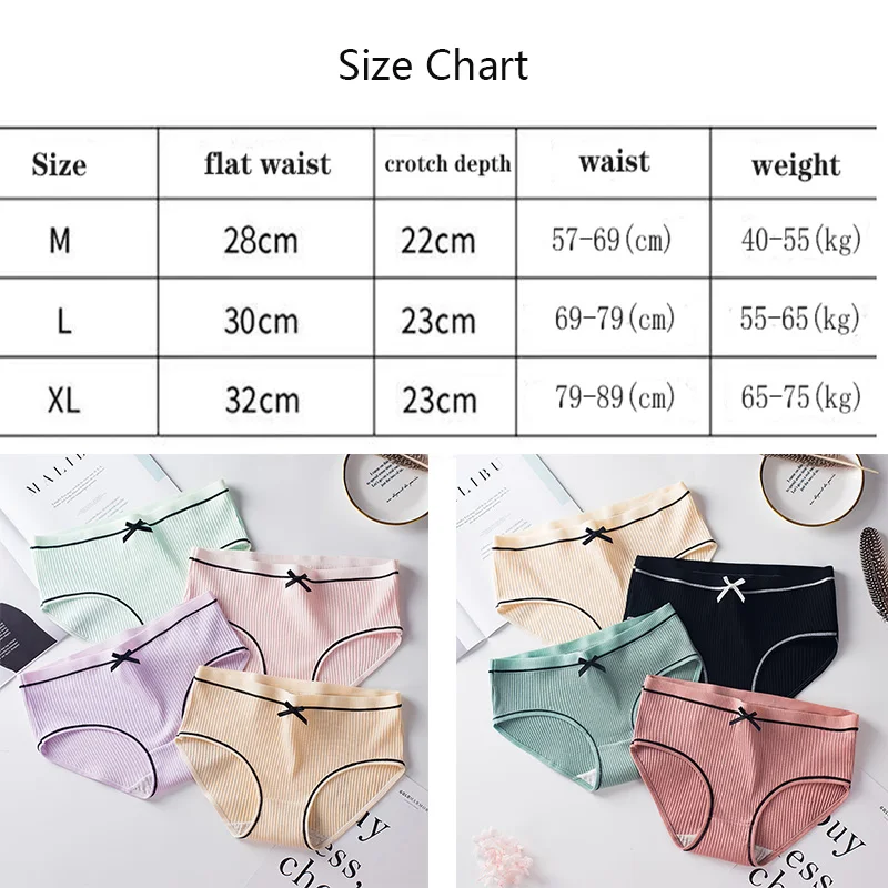 

New pure cotton underwear, girl thread cotton bow, breathable, comfortable and sexy middle waist girl's Japanese briefs