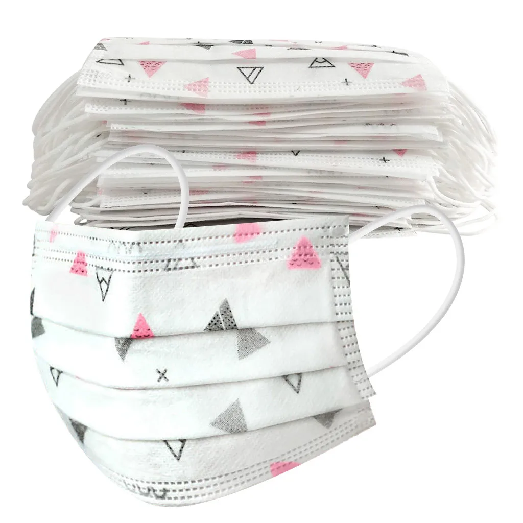 50 шт. цветной одноразовый Печатный маскарак для лица промышленный 3 слойный ушной