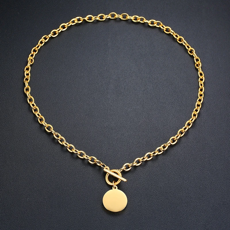 Blank Necklace 23G Vnox, настраиваемое изображение, фото, имя, браслеты для женщин и мужчин, нержавеющая сталь, звено цепи с сердцем, монета, шарм, BFF, семейный подарок - Окраска металла: Blank Necklace 23G