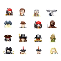 16pcsset pirates of the caribbean jack sparrow classic movie figures head accessories building blocks toys for children gift