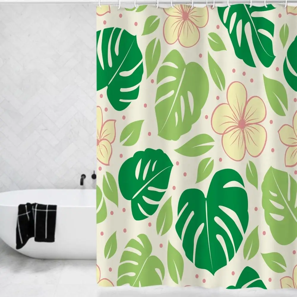 

3D Printed Shower Curtain Waterproof Polyester fabric Multiple Sizes African Leaves Bath Products Bathroom Decor with 12 Hooks
