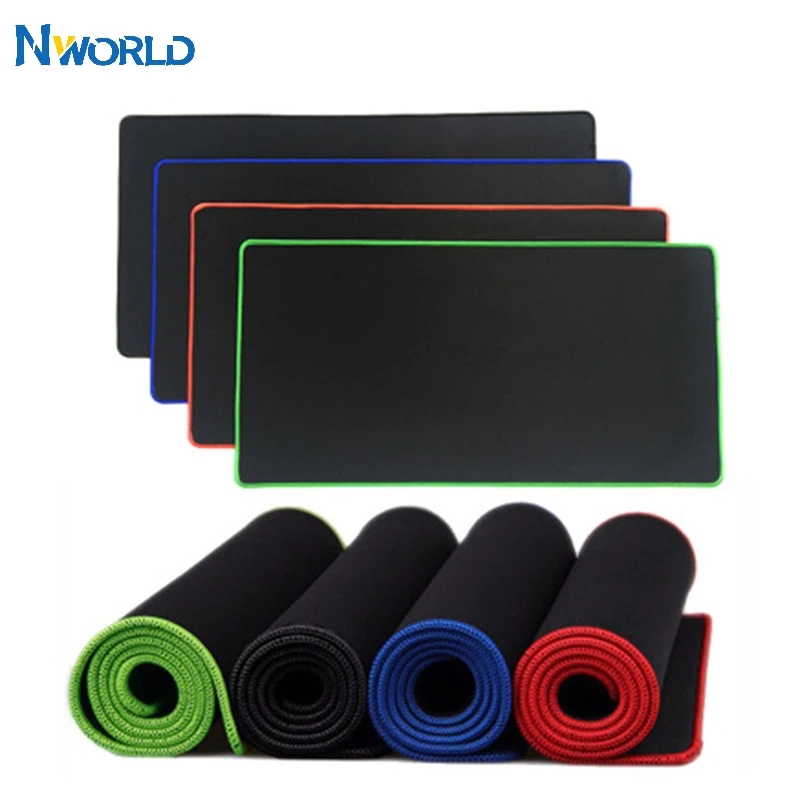 Черный игровой коврик для мыши с закругленными краями геймерский однотонный